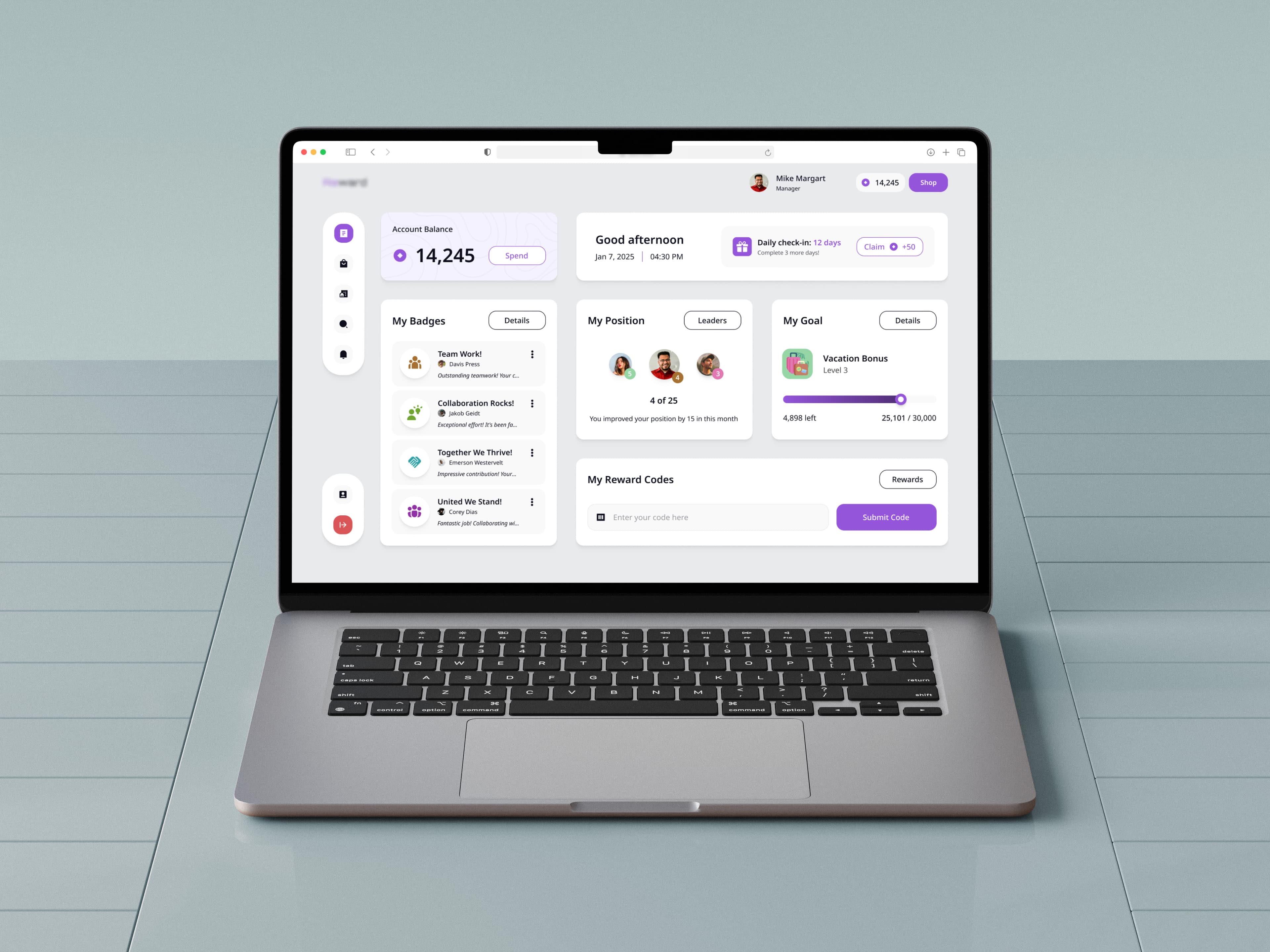 Reward platform dashboard