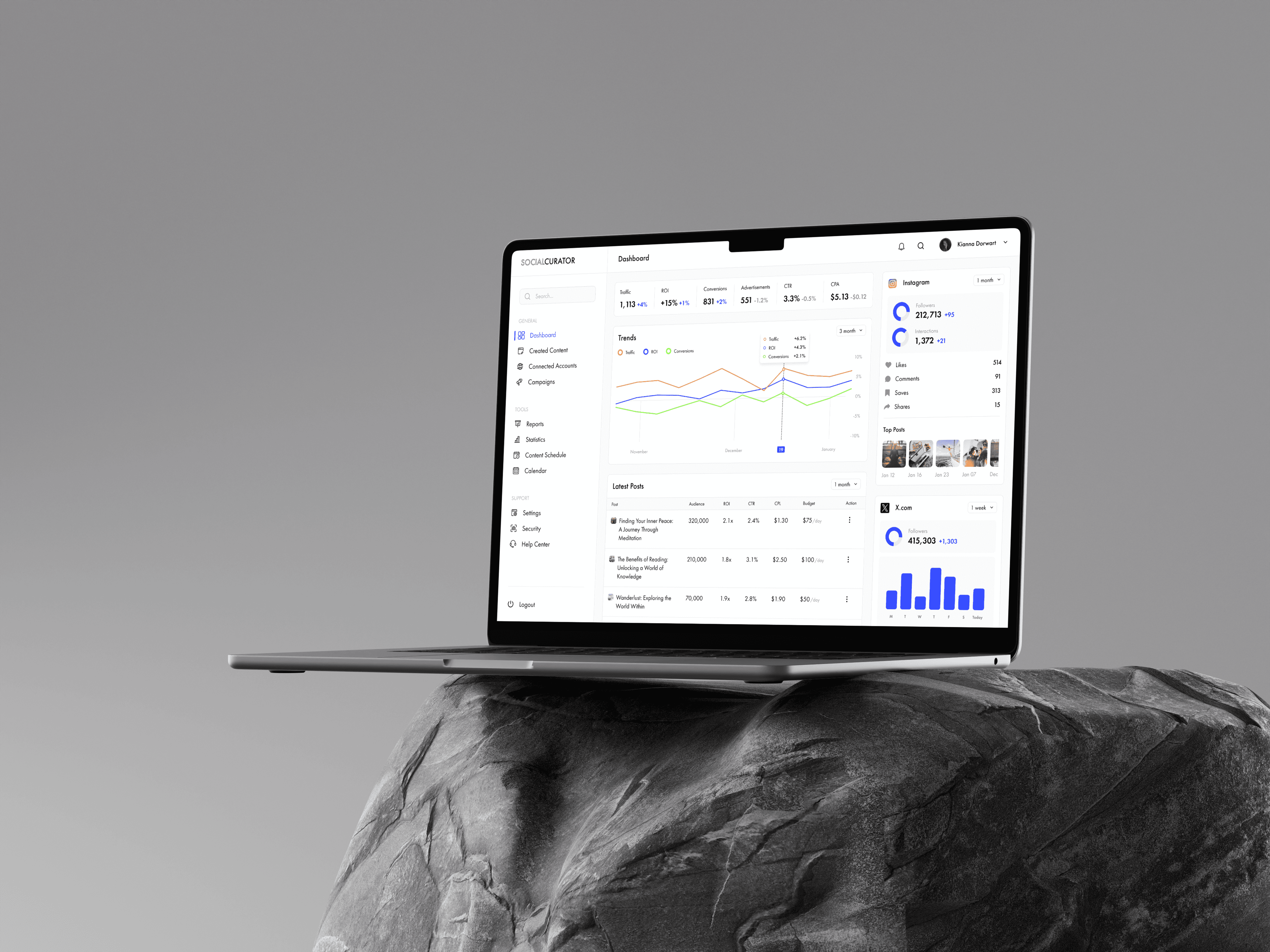 Social Curator platform interface