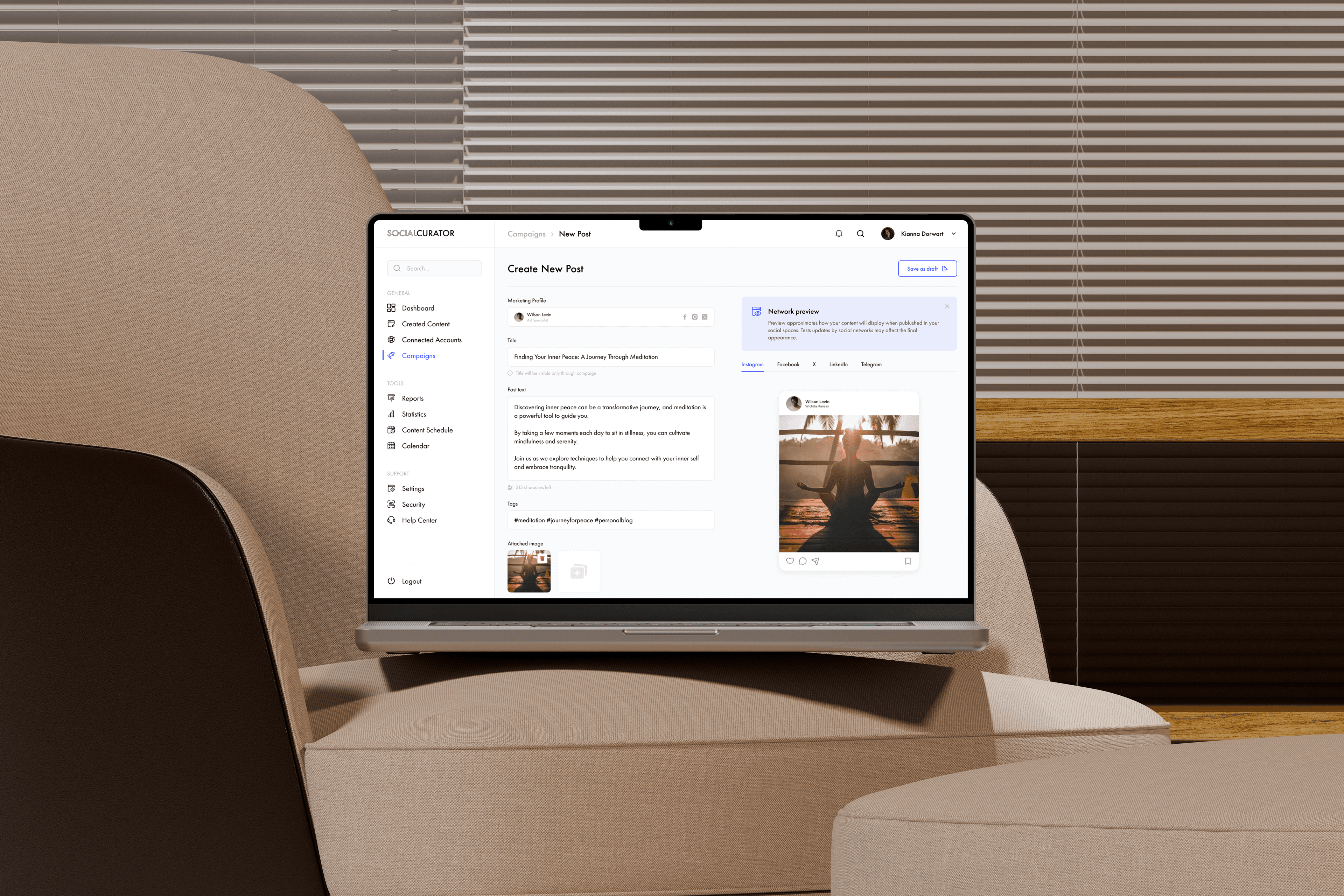 Social Curator platform features