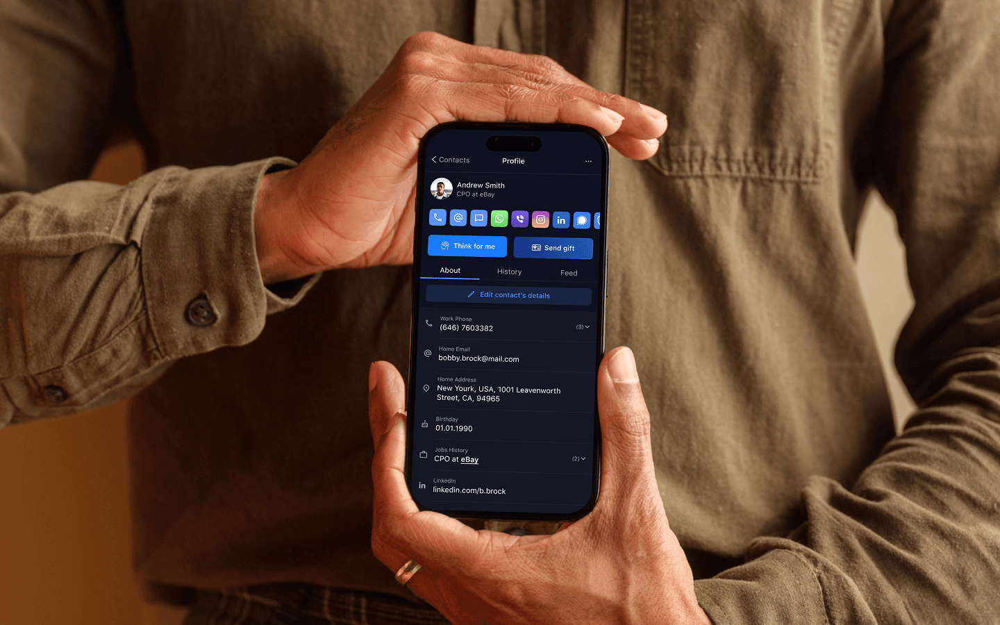 Personal contacts CRM interface