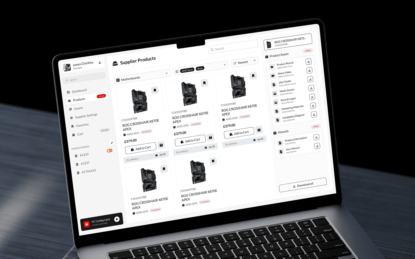 B2B product platform interface